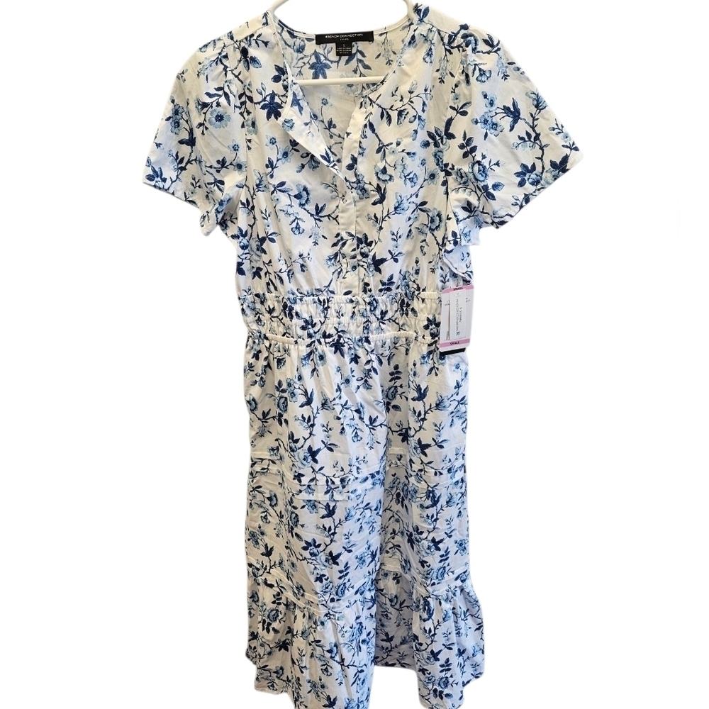 French Connection Summer White Floral Cotton Maxi Dress NEW